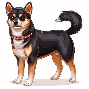 黑色卡通柴犬