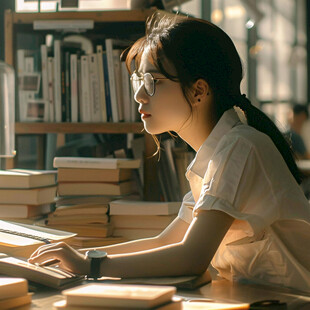 在认真的学习女孩