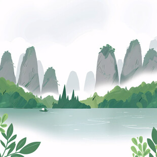 山川河流插画