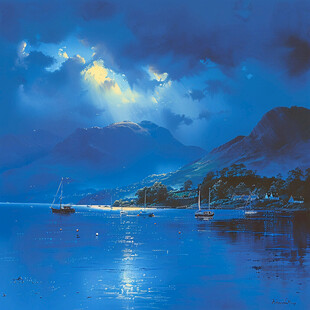 蓝色新西兰意境水墨