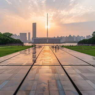 广场黄昏风景