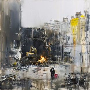 建筑工地油画