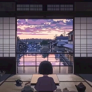 黄昏场景插画