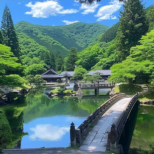 高山寺庙湖水