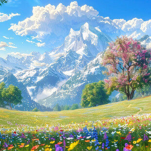 唯美梦幻花田场景