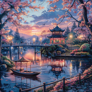 插画爱晚亭