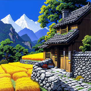 山村民居插画