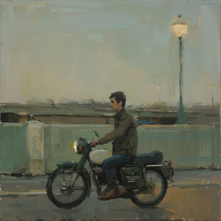 摩托车油画