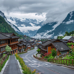 茵特拉根小镇风光