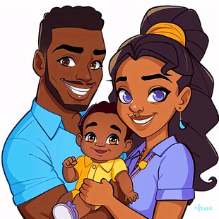 一家三口卡通画象