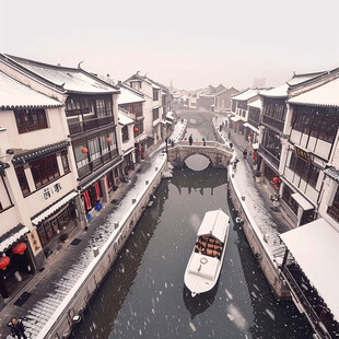 山塘古镇雪景