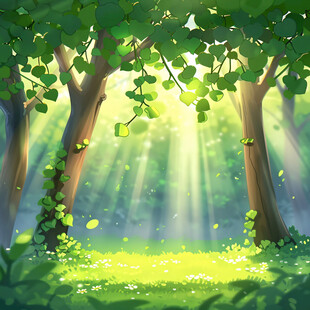 春天森林插画