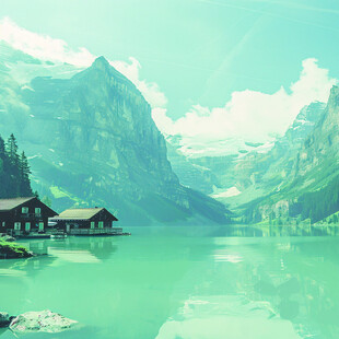 插画翡翠湖