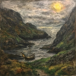 布面海上风景油画