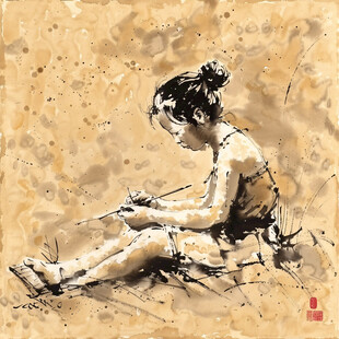 知性读书女人女性图案