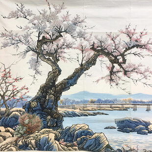 山水壁画雪景中国画