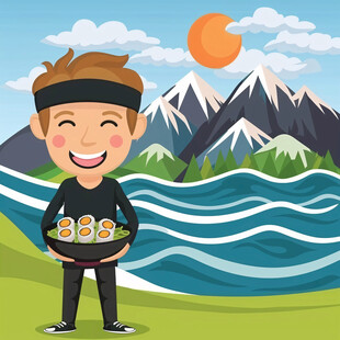 卡通门巴族男孩