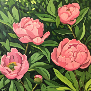 立体手绘牡丹花卉