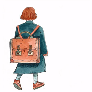提着包的女孩插画