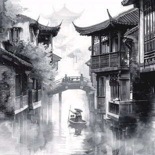 烟雨楼插画