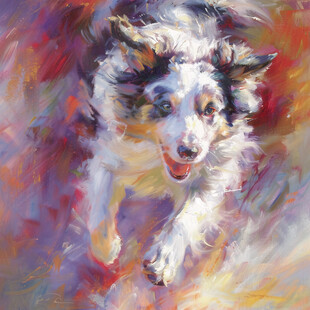 漂亮的狗狗油画