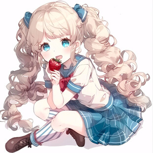 手绘苹果少女