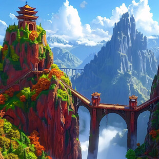 铜瓦门大桥插画