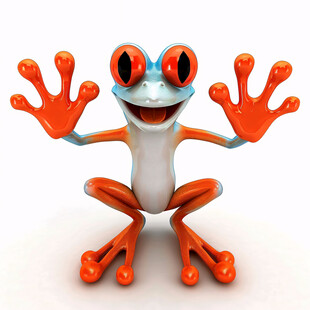 双手掐腰的青蛙形象