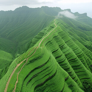 阶梯地貌的茶园