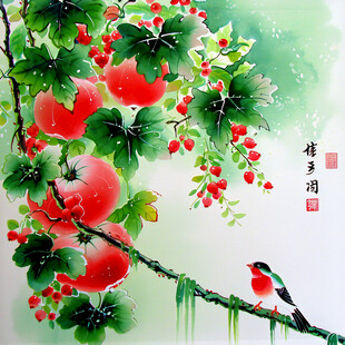 花红果壁画