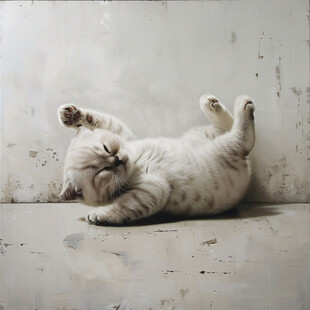 手绘猫眯装饰画