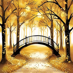 金色树叶小路落叶行人