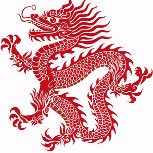 红色中国风龙手绘