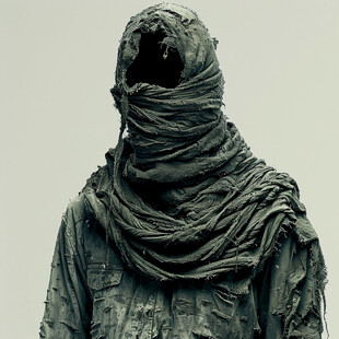 戴头巾的男子头像雕塑