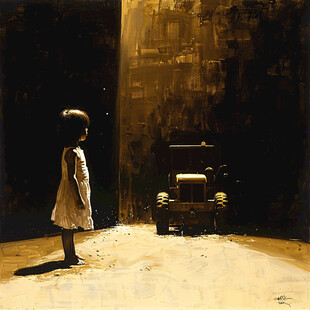 孤单的小女孩插画