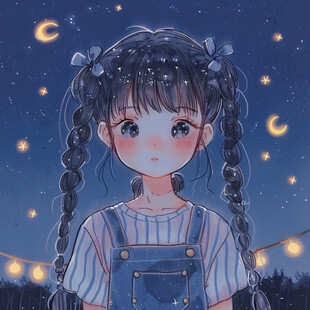 星空女孩插画