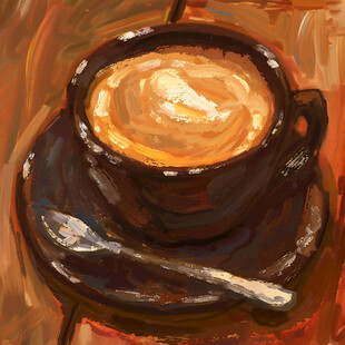 咖啡油画