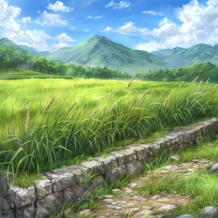 稻田风景插画