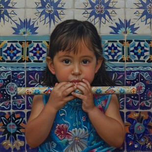 吹奏乐器的女孩