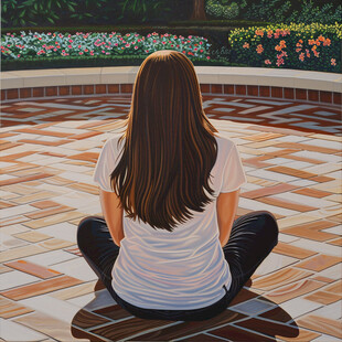 蹲着的美女背影