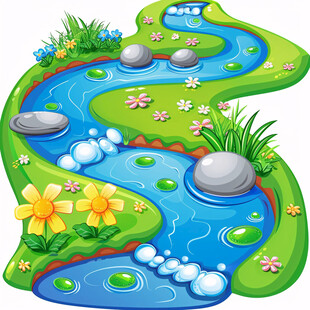 小河弯弯绿色水草