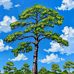 蓝天白云绿茵茵大树
