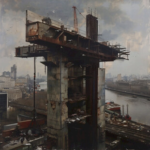 工业风油画
