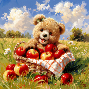 小熊室内野外场景插画