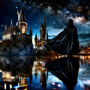 霍格沃茨城堡夜景