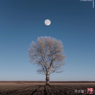 雪原一棵树白桦树