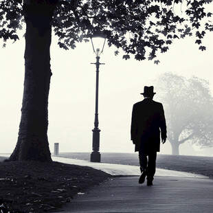 行道树寂寞的男人