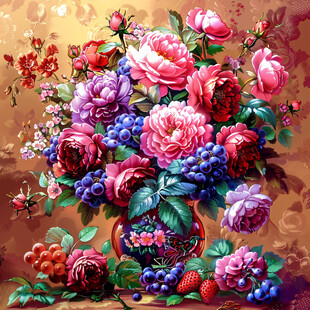 高清插画宫廷静物花卉