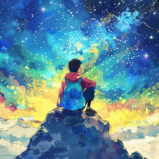 星辰大海男孩背影