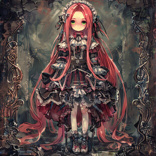 卡通可爱红发小姐姐